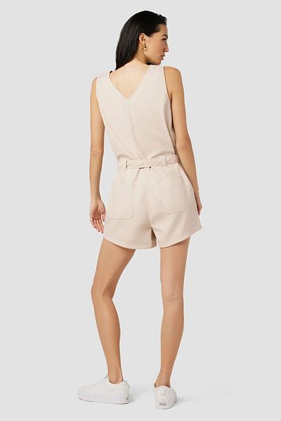 Hudson V NECK JUMPSUIT - HUDSON - BEIGE, M