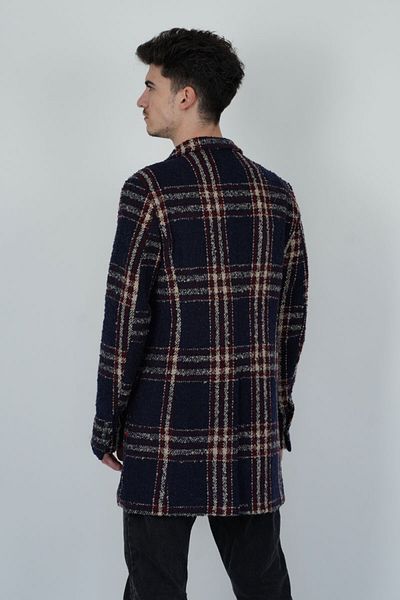 EXAGON REGULAR FIT TARTAN COAT - XAGON - BLUE, 48