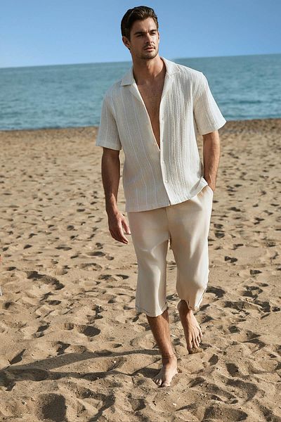 Haşema Linen Fabric Men's Capri 4022