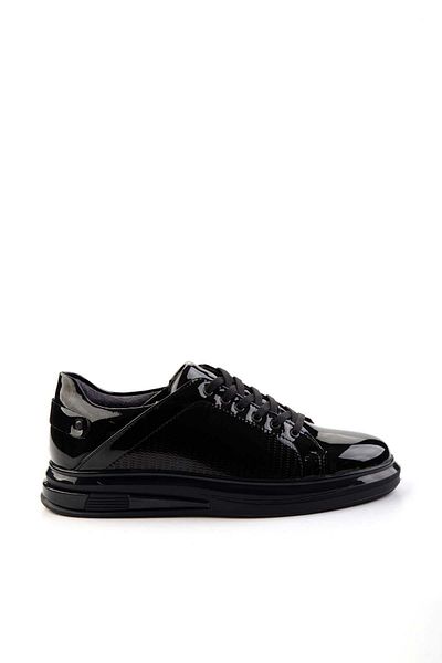 Bambi Black Leather Men's Casual Shoes E01401081508