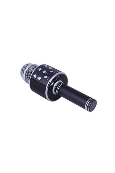 SIKS Microfon karaoke profesional cu difuzor încorporat, card SD, USB, AUX, negru