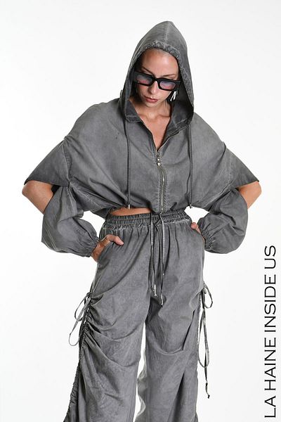 La Haine Inside Us Oversized Crop Jacket - - S, Grey