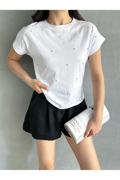 MD trend Γυναικείο μπλουζάκι με λαιμόκοψη με χαμηλό μανίκι