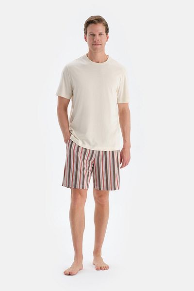 Dagi Ecru Short Sleeve T-Shirt Shorts Pajama Set
