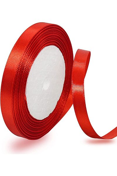 EYM Red Satin Ribbon, 12mm x 25yd Double Faced Polyester Ribbon