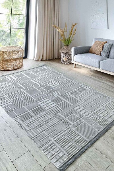 Decomia Home Χαλί σαλονιού Anita Dokuma που πλένεται, γκρι σιζάλ, χαλί κουζίν...
