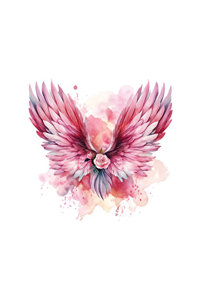 INOVATIX Set de 8 piese, autocolant aripi de înger roz, culoare frasin, INOVATIX®. 6 cm