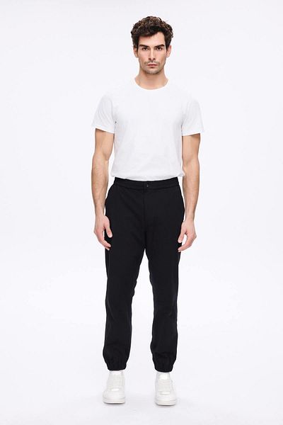 Haşema Black Men's Jogger Pants with Elastic Waist and Cuffs 4023