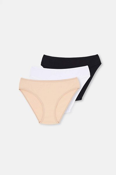 Dagi Black-White-Tan 3-Piece Classic Women's Slip Panties