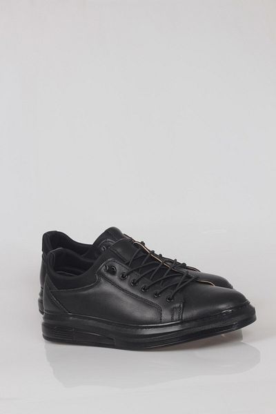ayakkabiyolla Negru-Negru din piele naturală din piele elastică cu șireturi pantofi casual pentru bărbați