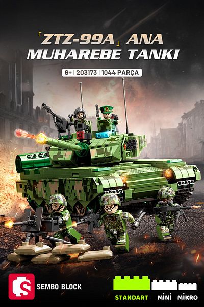 Sembo Block Ztz-99A Main Battle Tank Building Block Set 1044 Pieces