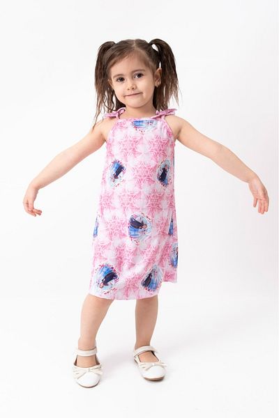 Burliva Yazlik Girl's Printed Dress with Rope Strap