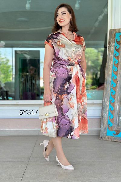 İnce Topuk Side Tie Satin Dress 5Y317