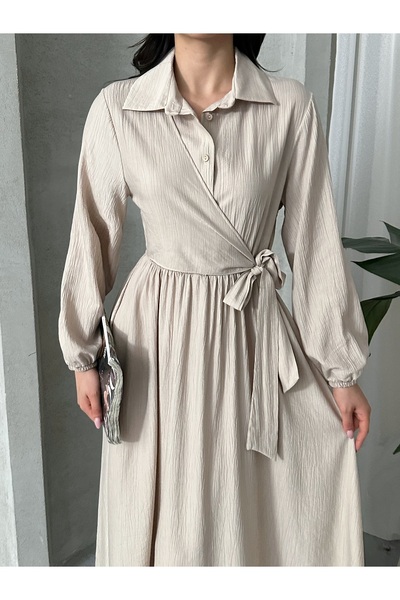 MD trend Women's Buttoned Side Tie Long Dress