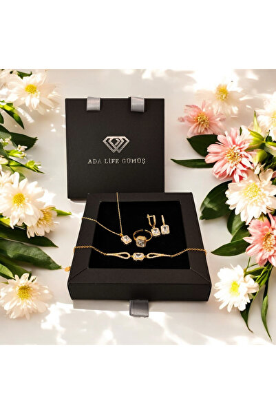 ADA LİFE GÜMÜŞ 925 Ayar Gümüş 4lü Tek Taş Baget Set (Özel Kutulu)