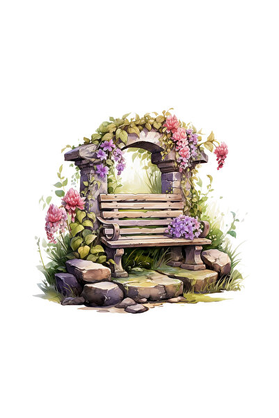 INOVATIX Set de 8 piese, Autocolant Bancă cu flori mov, INOVATIX®. 6 cm