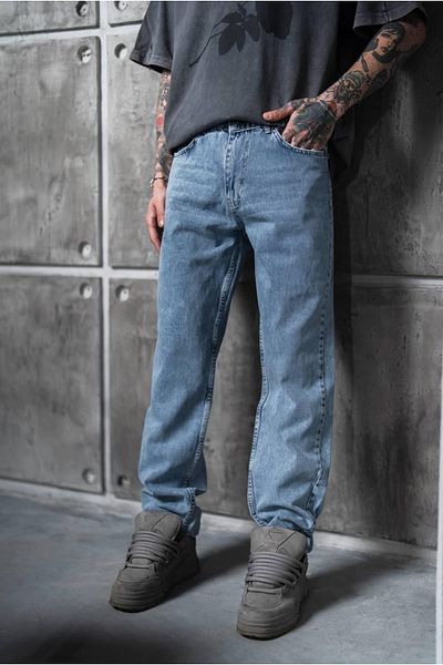 oraystore Washed Blue Baggy Pants