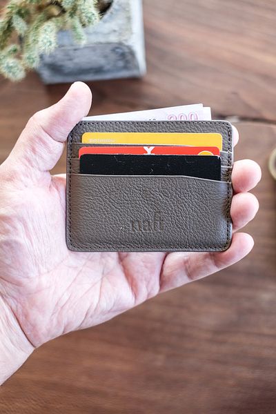naft Burana Genuine Leather Unisex Black - Double Sided Card Holder (with Keychain Gift) Mink Color