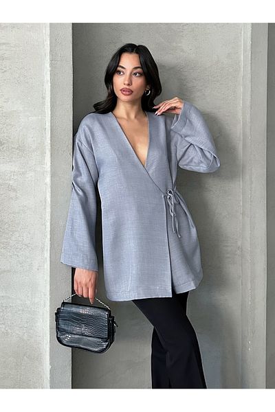 MD trend Women's V-Neck Tie-Up Kimono
