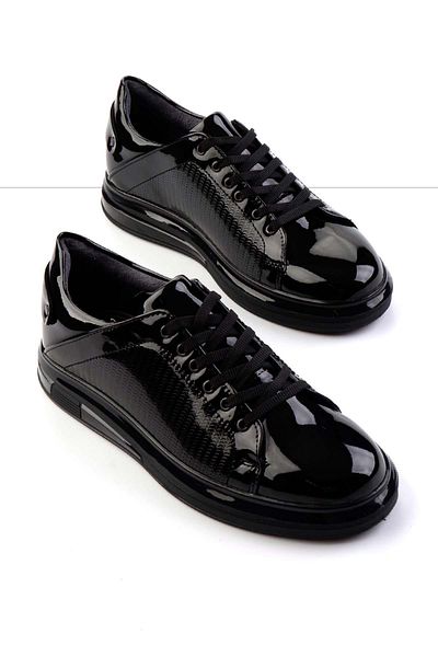 Bambi Black Leather Men's Casual Shoes E01401081508