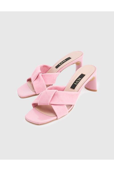 İLVİ Trina Genuine Suede Leather Pink Women's Heeled Slippers