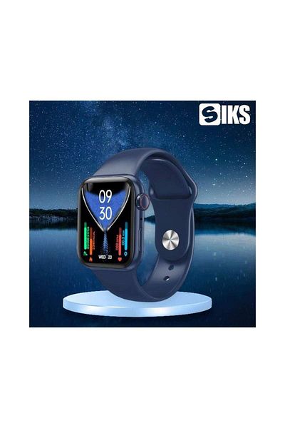 SIKS Ceas inteligent SIKS Seria 7 compatibil cu Android și IOS, notificări de apeluri, ecran tactil, albastru
