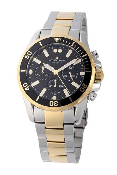 Jacques Lemans Ανδρικό Ρολόι Jacques Lemans 1-2091I, Quartz, 44mm, 20ATM