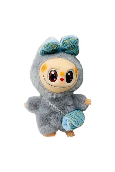 BaoBao Gray Labubu 15cm with bow and bag – plus elegant fashion, BaoBao