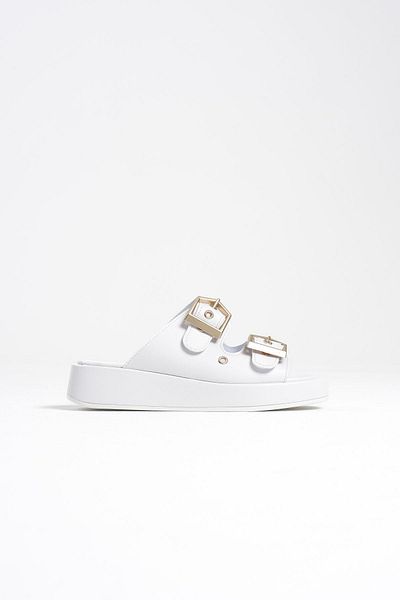 Zerenyus Glos Premium Double Buckle White Women's Slippers
