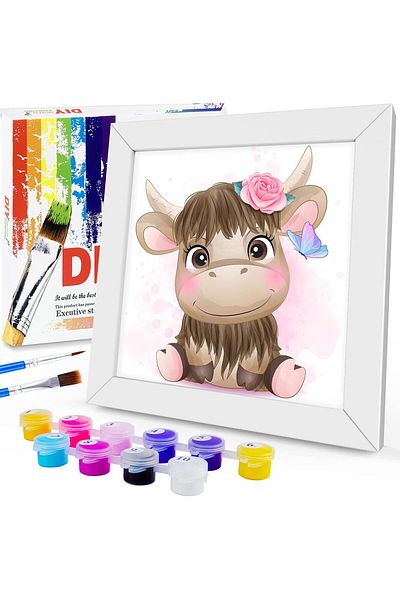 Aapxi Painting set Cow with wooden frame 20x20 cm