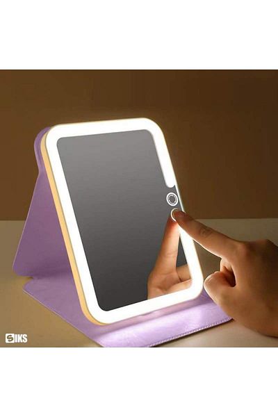 SIKS Cosmetic Mirror For Makeup With Led Light, 3 Types Of Light, Touch Switch, 18.5 X 13 Cm