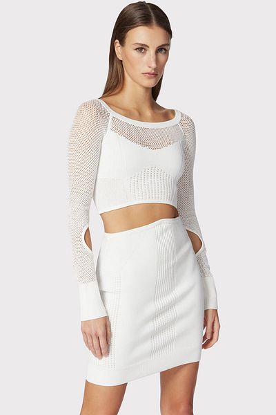 Herve Leger TOP CU COSTUME MIXTATE POINTELLE OFF - HERVE LEGER - ALB, S