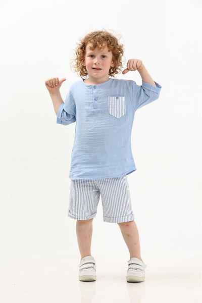 chacharon Muslim Fabric Shorts Boy's Set