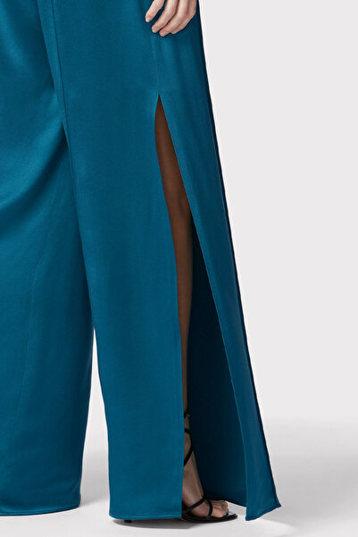 Herve Leger ICON HIGH WAIST SILK WIDE LEG PANTS - HERVE LEGER - BEIGE, XS