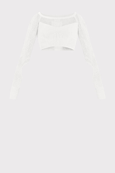 Herve Leger TOP CU RIBETE MIXTATE, POINTELLE, OFF - HERVE LEGER - ALB, XS