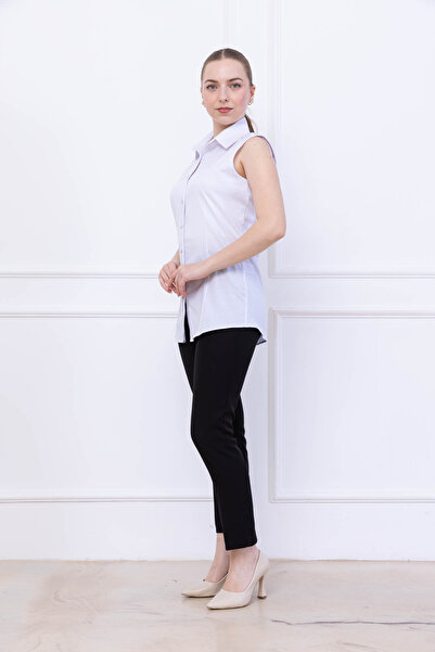 FİDEY Women's Shirt Zero Sleeve Top Button