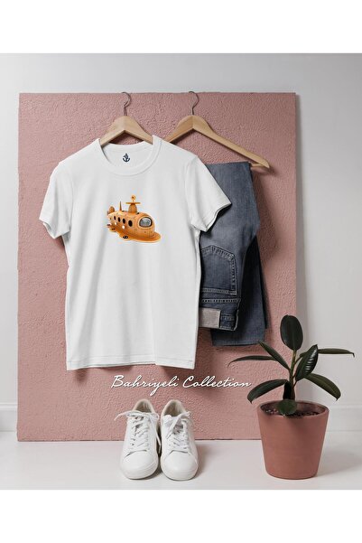 bahriyeli.jpeg Oversize Wooden Toy Submarine Design Unisex T-Shirt