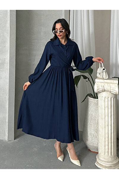 MD trend Women's Buttoned Side Tie Long Dress