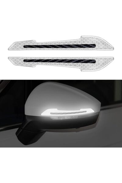Modifiyum Oto Araç Yan Ayna Reflektör Sticker Yan Ayna Koruyucu Sticker Beyaz