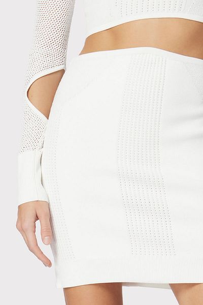 Herve Leger FUSTĂ MINI CU BRODATĂ POINTELLE MIXTĂ - HERVE LEGER - ALBASTRU, S