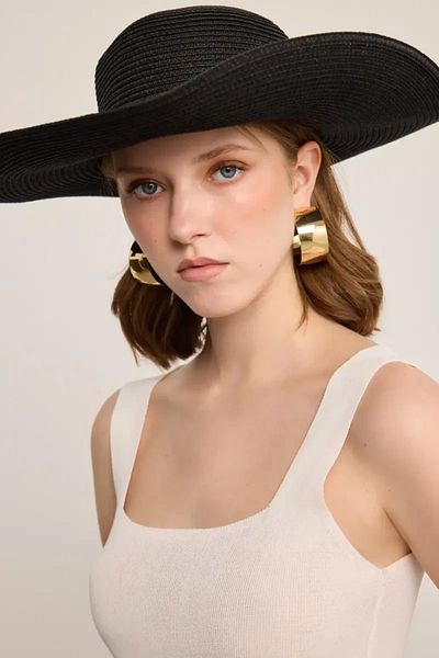 Gusto Straw Fedora Hat - Black