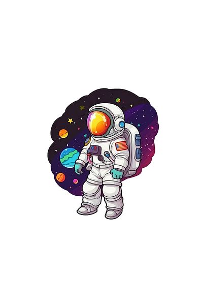 INOVATIX Set de 8 piese, autocolant Astronautul Boris, INOVATIX®. 6 cm