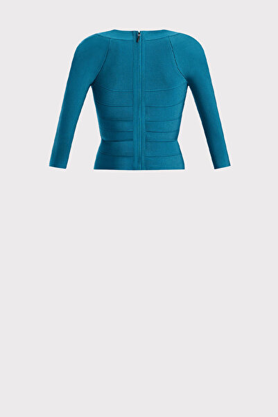 Herve Leger BLUZA ICON CU GEL PĂTRAT - HERVE LEGER - NEGRU, XS