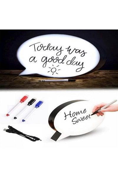 swilex Illuminated Message Board with Speech Bubble Appearance that Can Be Written with a Pen