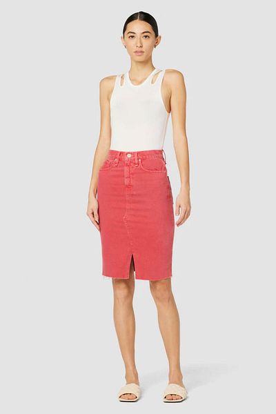 Hudson RECONSTRUCTED KNEE LENGTH SKIRT - HUDSON - RED, 29