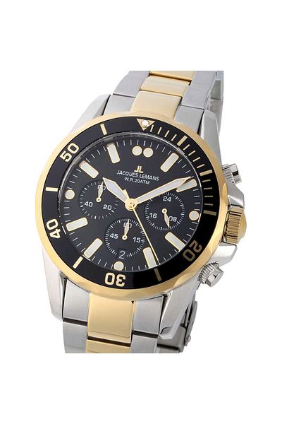 Jacques Lemans Ανδρικό Ρολόι Jacques Lemans 1-2091I, Quartz, 44mm, 20ATM