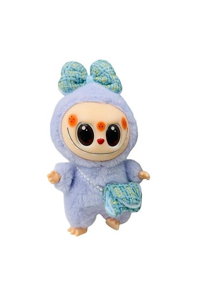 BaoBao Labubu albastru 15cm cu fundita si gentuta – plus fashion cool, BaoBao