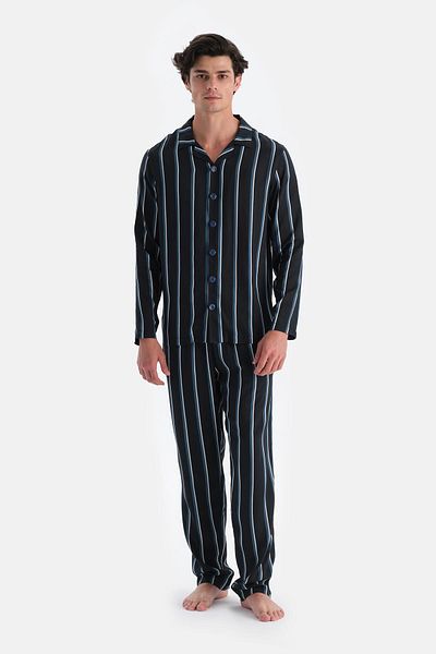 Dagi Παντελόνι με ρίγες βισκόζης Navy Blue