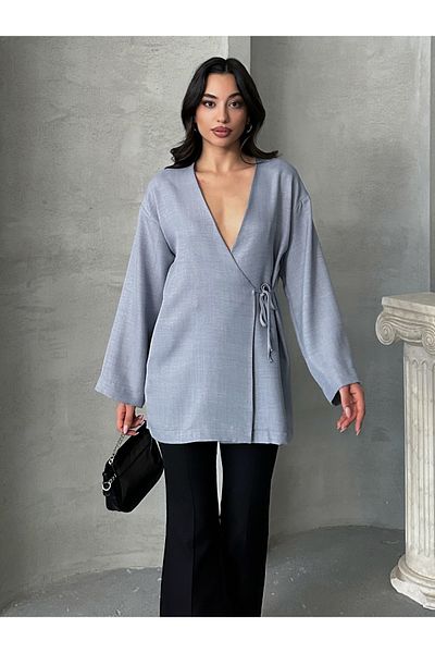 MD trend Women's V-Neck Tie-Up Kimono