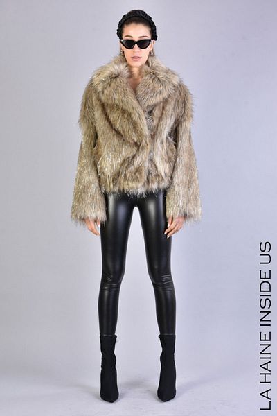 La Haine Inside Us LUREX LINED FUR JACKET - LA HAINE INSIDE US - BROWN, M/L